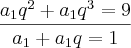 \frac{{a}_{1}{q}^{2}+{a}_{1}{q}^{3}=9}{{a}_{1}+{a}_{1}q=1}