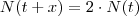 N(t+x)=2\cdot N(t) N(t+x)=2\cdot N(t)