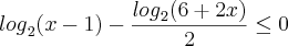 {log}_{2}(x-1)-\frac{{log}_{2}(6+2x)}{2}\leq0