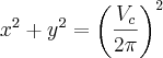 {x}^{2}+{y}^{2}={\left(\frac{{V}_{c}}{2\pi} \right)}^{2} {x}^{2}+{y}^{2}={\left(\frac{{V}_{c}}{2\pi} \right)}^{2}