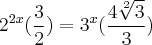 2^{2x}(\frac{3}{2})=3^x(\frac{4\sqrt[2]{3}}{3})
