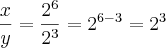 \frac{x}{y}=\frac{{2}^{6}}{{2}^{3}}={2}^{6-3}={2}^{3}