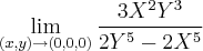 \lim_{(x,y)\rightarrow (0,0,0)} \frac{3X^2Y^3}{2Y^5-2X^5}
