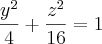 \frac{{y}^{2}}{4}+\frac{{z}^{2}}{16}=1 \frac{{y}^{2}}{4}+\frac{{z}^{2}}{16}=1