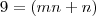 9=(mn+n)