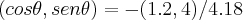 (cos\theta,sen\theta)=-(1.2,4)/4.18