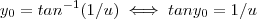 y_0   = tan^{-1}(1/u) \iff tan y_0 = 1/u