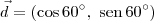 \vec{d} = \left(\cos 60^{\circ},\, \,\textrm{sen}\,60^{\circ}\right) \vec{d} = \left(\cos 60^{\circ},\, \,\textrm{sen}\,60^{\circ}\right)