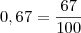 0,67 = \frac{67}{100}