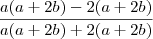 \frac{{a}(a+2b)-2(a+2b)}{{a}(a+2b)+2(a+2b)}