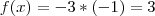 f(x) = - 3 * (-1) = 3 f(x) = - 3 * (-1) = 3