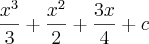 \frac{x^3}{3} + \frac{x^2}{2} + \frac{3x}{4} + c