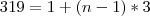 319=1+(n-1)*3 319=1+(n-1)*3