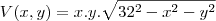 V(x,y)=x.y.\sqrt{32^2-x^2-y^2} V(x,y)=x.y.\sqrt{32^2-x^2-y^2}