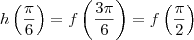 h\left(\frac{\pi}{6}\right)=f\left(\frac{3\pi}{6}\right) = f\left(\frac{\pi}{2}\right) h\left(\frac{\pi}{6}\right)=f\left(\frac{3\pi}{6}\right) = f\left(\frac{\pi}{2}\right)