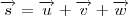 \overrightarrow{s} = \overrightarrow{u}+\overrightarrow{v}+\overrightarrow{w} \overrightarrow{s} = \overrightarrow{u}+\overrightarrow{v}+\overrightarrow{w}