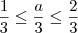\frac{1}{3} \leq \frac{a}{3} \leq \frac{2}{3} \frac{1}{3} \leq \frac{a}{3} \leq \frac{2}{3}