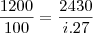 \frac{1200}{100}=\frac{2430}{i.27}