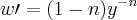 w\prime = (1-n){y}^{-n} w\prime = (1-n){y}^{-n}