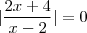 | \frac{2x+4}{x-2}| = 0 | \frac{2x+4}{x-2}| = 0