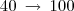 40\:\rightarrow\:100 40\:\rightarrow\:100