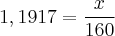 1,1917 = \frac{x}{160}