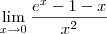 \lim_{x\to 0}\frac{e^x-1-x}{x^2} \lim_{x\to 0}\frac{e^x-1-x}{x^2}