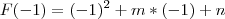 F(-1)=(-1)^2+m*(-1)+n F(-1)=(-1)^2+m*(-1)+n