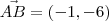 \vec {AB} = (-1, -6) \vec {AB} = (-1, -6)