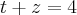 t+z=4 t+z=4