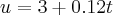 u=3+0.12t u=3+0.12t