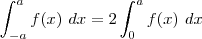 \int_{-a}^{a}f(x) \ dx=2\int_{0}^{a}f(x)\ dx