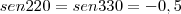 sen 220=sen 330=-0,5