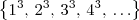\left\{1^3,\, 2^3,\, 3^3,\, 4^3,\, \ldots\right\}