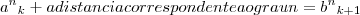 {{a}^{n}}_{k} + a distancia correspondente ao grau n = {{b}^{n}}_{k+1}