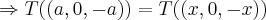 \Rightarrow T((a,0,-a))=T((x,0,-x))