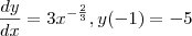 \frac {dy}{dx} = {3x}^{-\frac{2}{3}} , y(-1)=-5