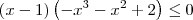 \left(x-1 \right)\left(- x^3 - x^2 + 2 \right) \leq 0 \left(x-1 \right)\left(- x^3 - x^2 + 2 \right) \leq 0