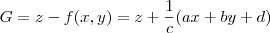 G=z-f(x,y)=z+\frac{1}{c}(ax+by+d) G=z-f(x,y)=z+\frac{1}{c}(ax+by+d)