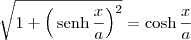 \sqrt{1 + \left(\,\textrm{senh}\,\frac{x}{a}\right)^2} = \cosh \frac{x}{a}