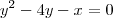 y^2 - 4y - x=0 y^2 - 4y - x=0