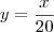 y=\frac{x}{20} y=\frac{x}{20}