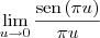 \lim_{u\to 0} \frac{\textrm{sen}\, (\pi u)}{\pi u} \lim_{u\to 0} \frac{\textrm{sen}\, (\pi u)}{\pi u}