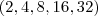 (2, 4, 8, 16, 32) (2, 4, 8, 16, 32)