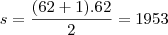 s=\frac{(62+1).62}{2}=1953 s=\frac{(62+1).62}{2}=1953