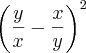 {\left(\frac{y}{x}-\frac{x}{y} \right)}^{2} {\left(\frac{y}{x}-\frac{x}{y} \right)}^{2}