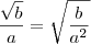 \frac{\sqrt{b}}{a} = \sqrt{\frac{b}{a^2}} \frac{\sqrt{b}}{a} = \sqrt{\frac{b}{a^2}}