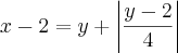 x-2=y+ \left| \frac{y-2}{4} \right| x-2=y+ \left| \frac{y-2}{4} \right|