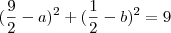 (\frac{9}{2} - a)^2 + (\frac{1}{2} - b)^2 = 9