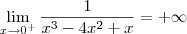 \lim_{x\to 0^+} \frac{1}{x^3-4x^2+x} = +\infty